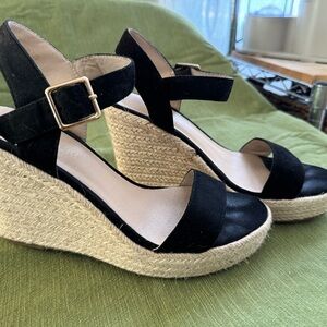 Black Wedge Sandals